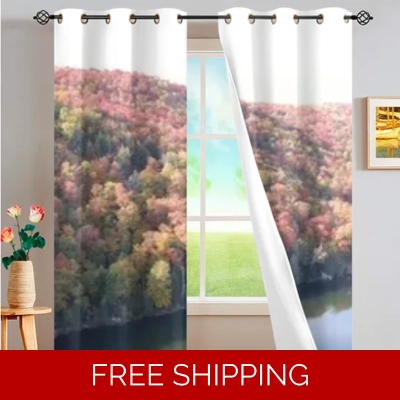 Custom Window Curtains 2 PCS Mountain Lake Perry Fall